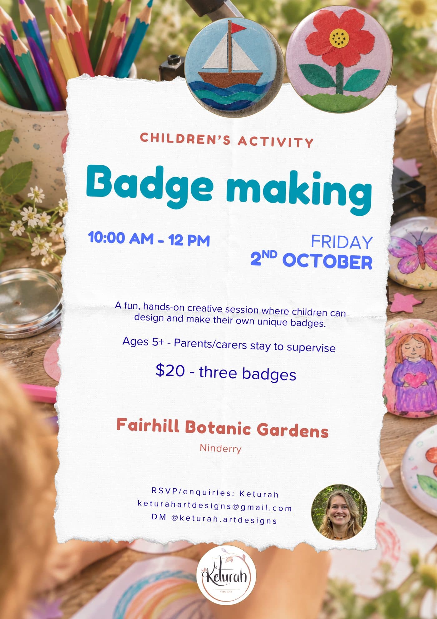 School Holiday Badge Making with Keturah Tracey
